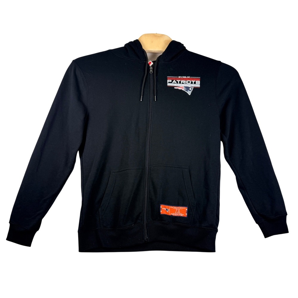 NFL Ultra Game New England Patriots Zip Hoodie Black Mens Medium Fleece Jacket
